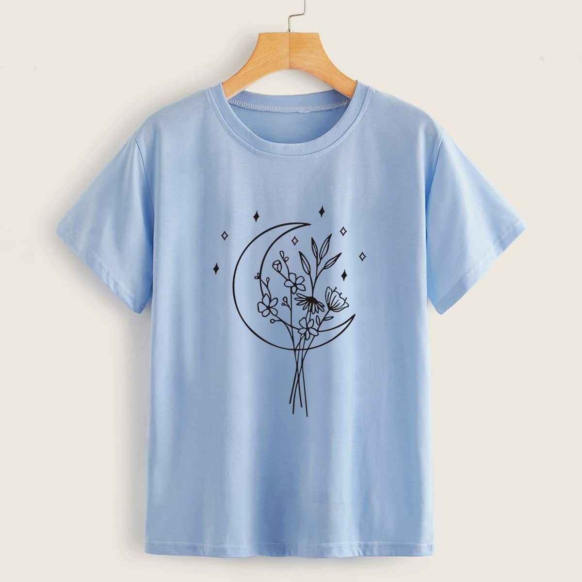 

Flower Graphic Tee, Baby blue