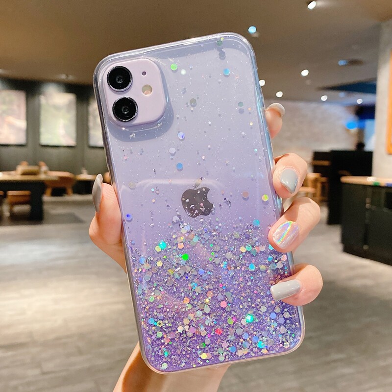 

Clear Sequin iPhone Case, Purple