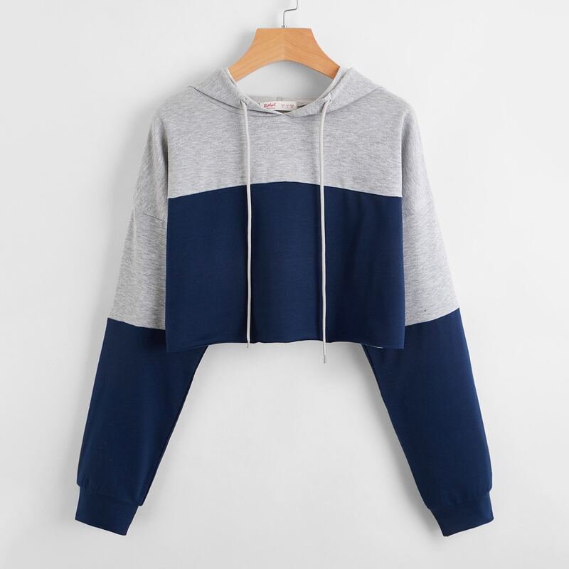 

Colorblock Crop Hoodie, Multicolor