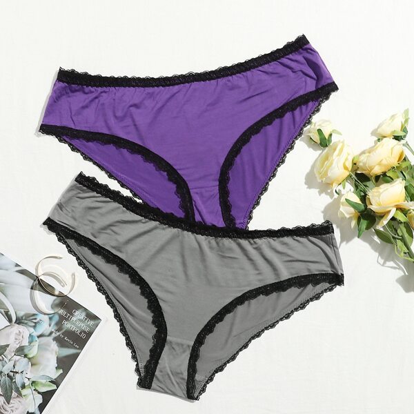 

2pack Plus Lace Trim Panty Set, Multicolor