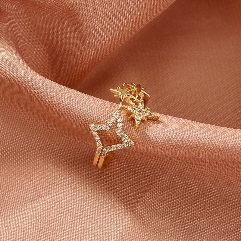 

Rhinestone Star Decor Ring, Gold