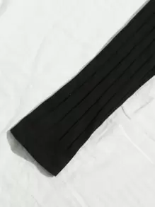 Muchica Áo thun Gân đan màu trơn Giải trí - màu đen - Xem 5