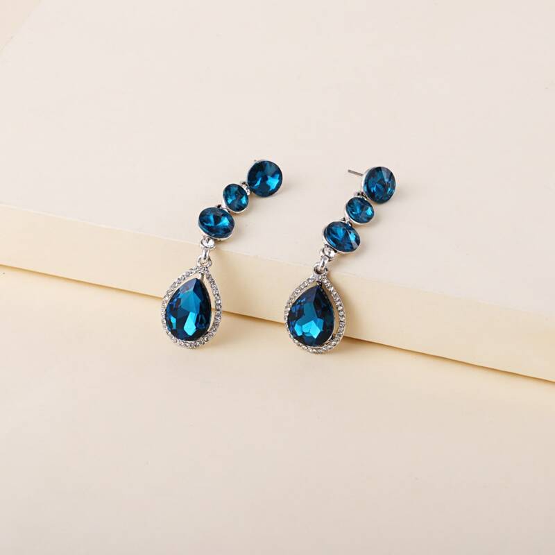 

Rhinestone Decor Drop Earrings, Blue