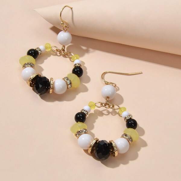 

Beaded Round Drop Earrings, Multicolor