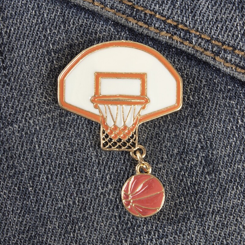 

Basketball Hoop & Basketball Design Brooch, Multicolor