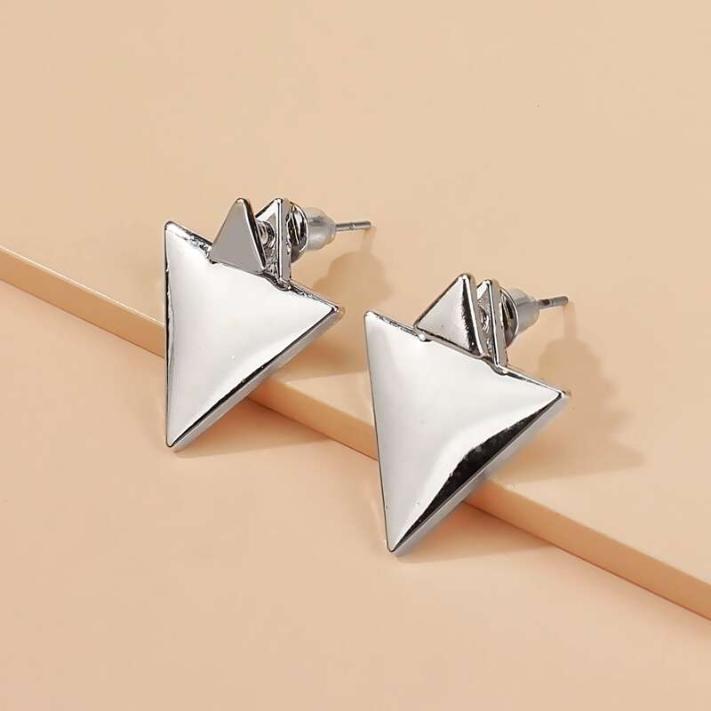 

Triangle Design Earrings, Silver