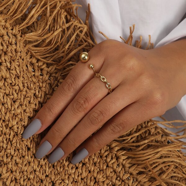 

2pcs Minimalist Ring, Gold