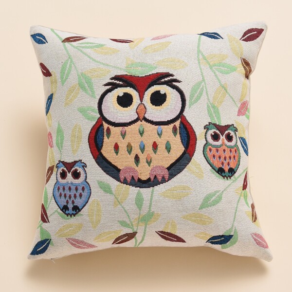 

Owl Print Cushion Cover Without Filler, Multicolor