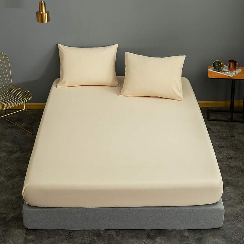 

1pc Solid Color Fitted Sheet, Apricot