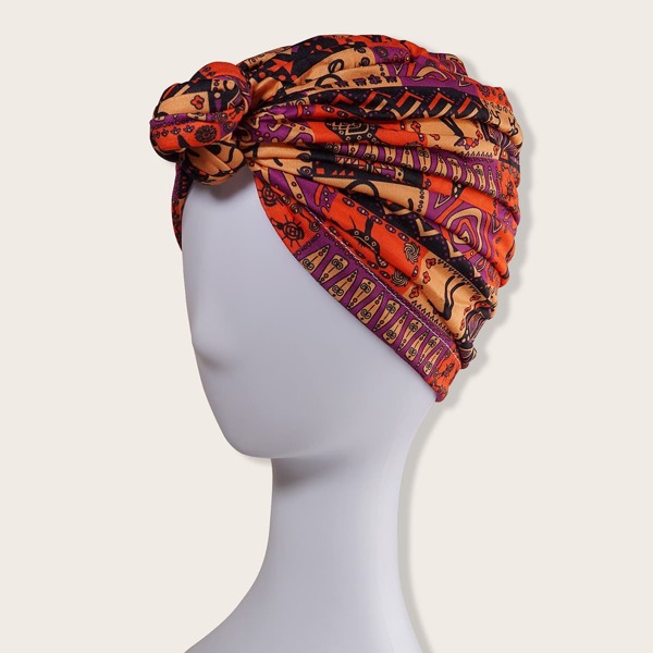 

Geometric Pattern Turban Hat, Multicolor