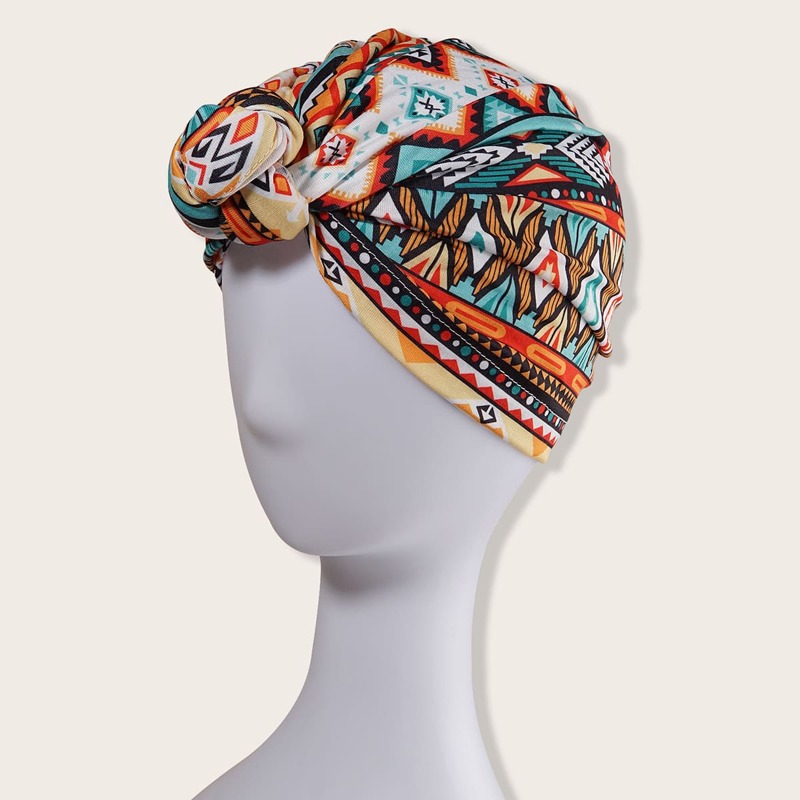 

Geometric Pattern Turban Hat, Multicolor