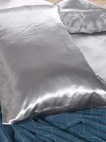 Solid Satin Bedding Set Without Filler - Grey - View 2