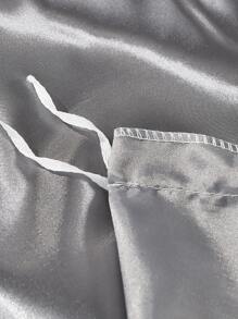 Solid Satin Bedding Set Without Filler - Grey - View 7