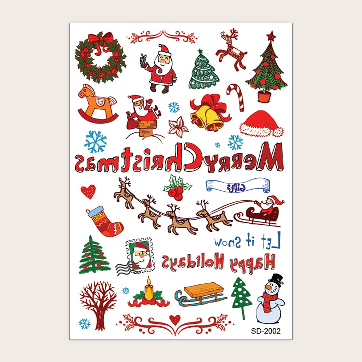 

1sheet Christmas Pattern Tattoo Sticker, Multicolor