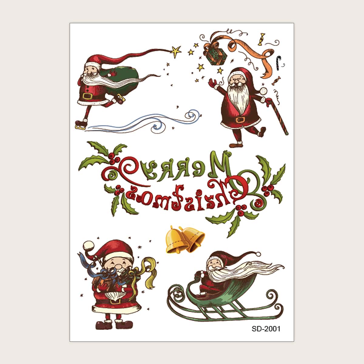 

1sheet Christmas Santa Tattoo Sticker, Multicolor