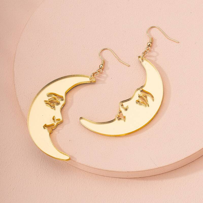 

Moon Charm Drop Earrings, Gold