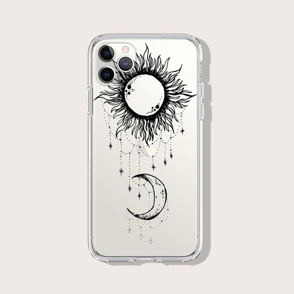 

Чехол для iPhone с лунным рисунком, Прозрачный