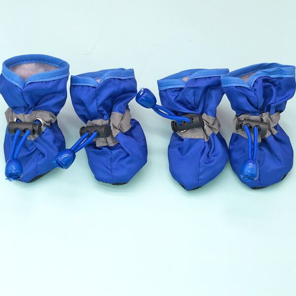 

4pcs Colorblock Dog Shoes, Blue