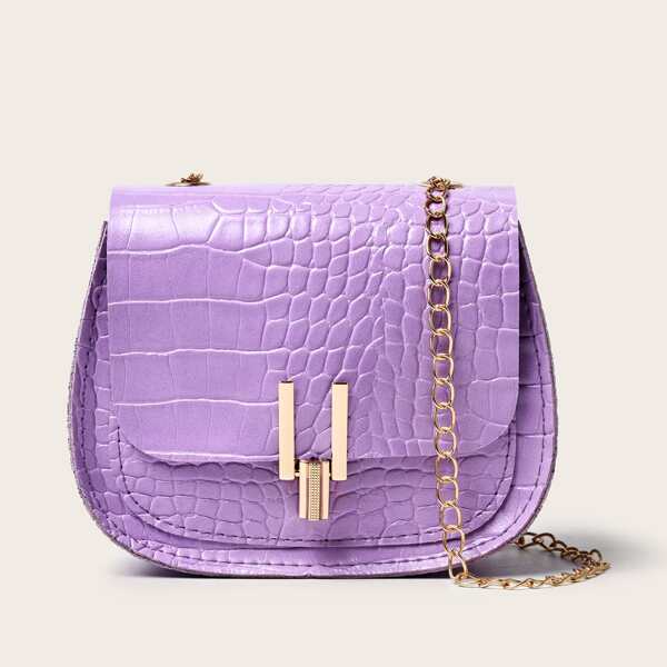 

Girls Crocodile Chain Crossbody Bag, Purple
