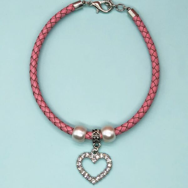 

Heart Pendant Dog Necklace, Pink
