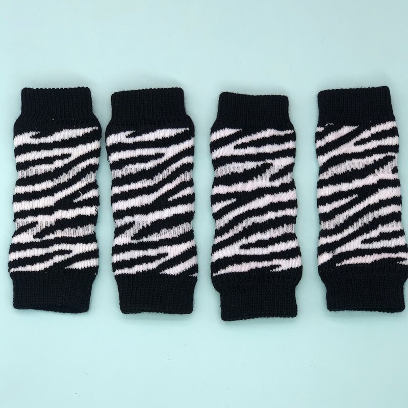 

4pcs Colorblock Dog Leg Warmers, Black and white