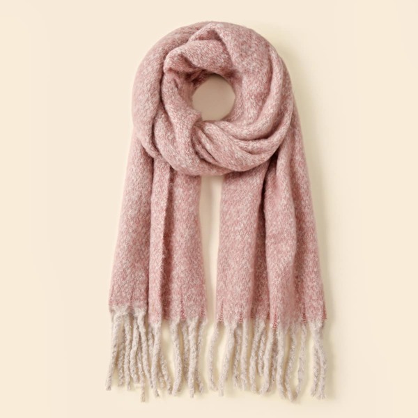 

Plain Fringe Hem Scarf, Baby pink