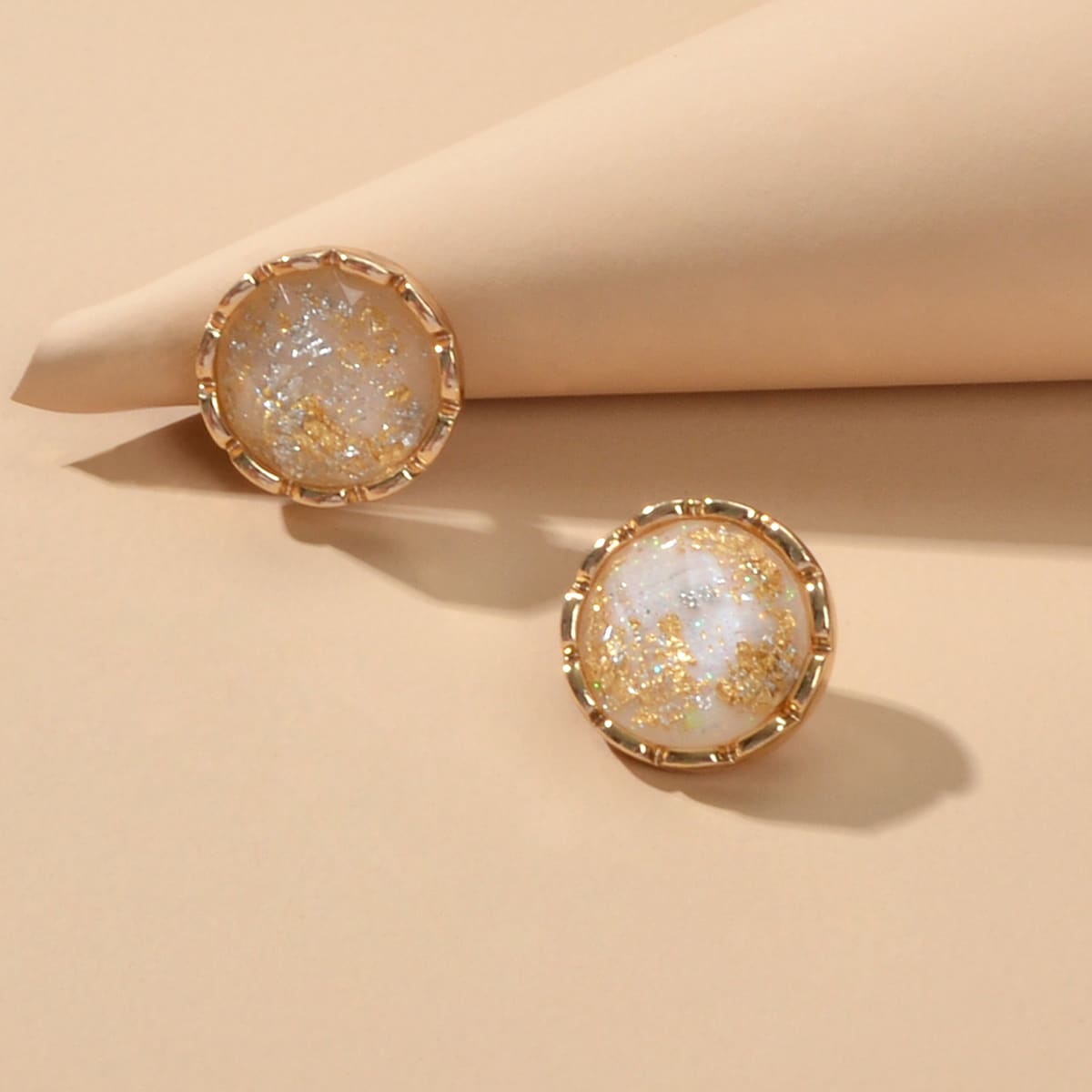 

Round Stud Earrings, Gold
