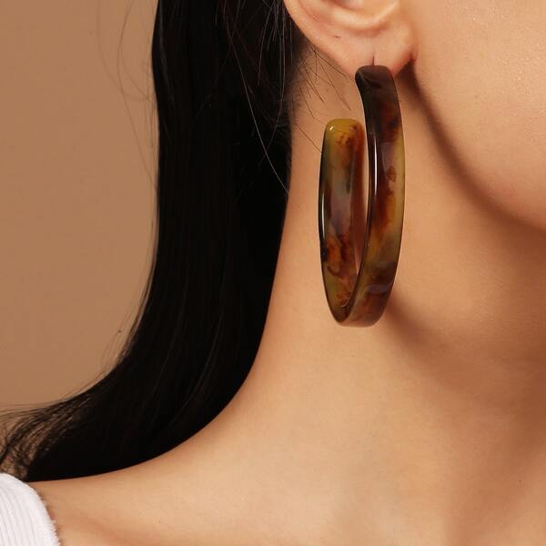 

Simple Cuff Hoop Earrings, Brown