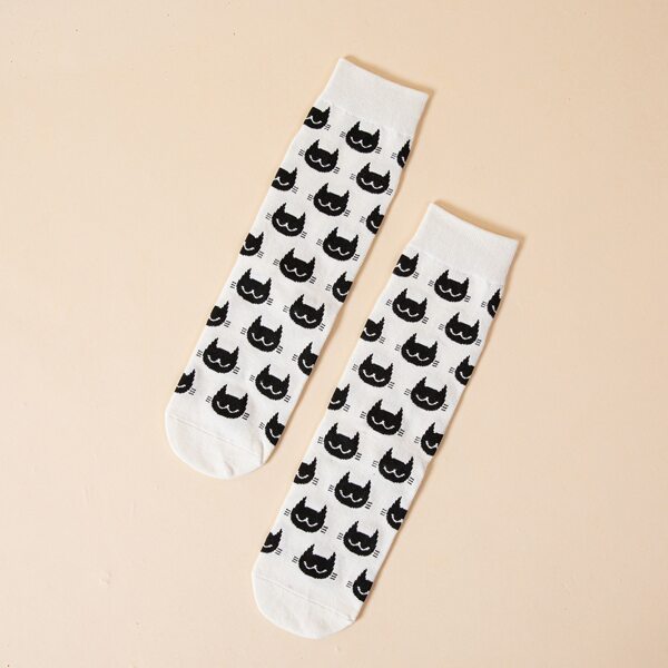 

Cartoon Graphic Crew Socks, Black and white