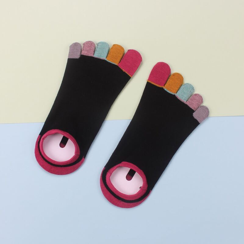 

Colorblock Toe Socks, Black