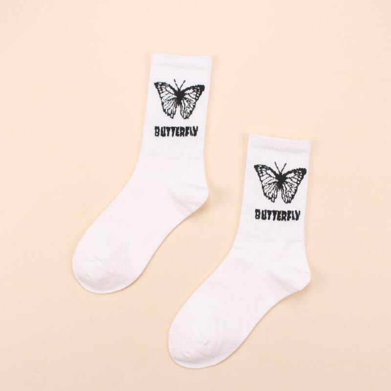 

Butterfly Crew Socks, White