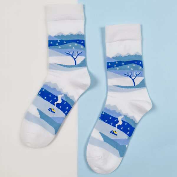 

Christmas Pattern Crew Socks, Multicolor