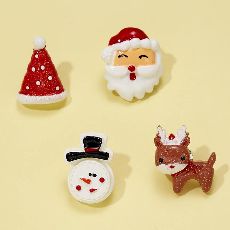 

4pcs Christmas Brooch, Multicolor