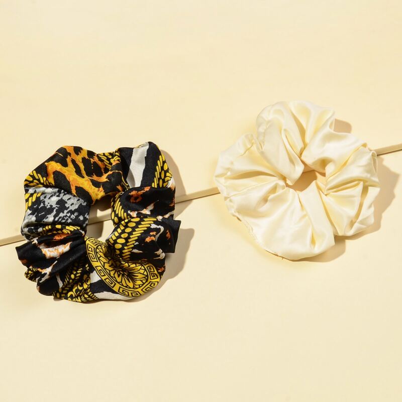 

2pcs Geometric Pattern Scrunchie, Multicolor
