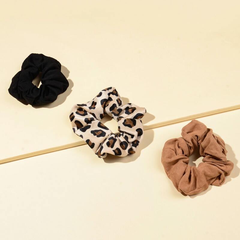 

3pcs Leopard Pattern Scrunchie, Multicolor