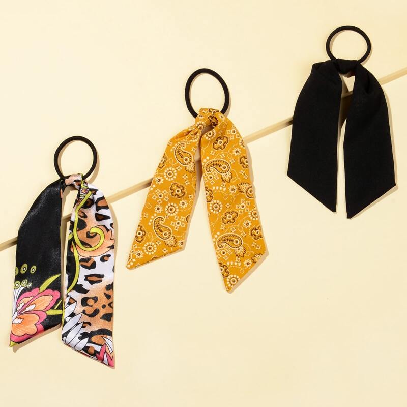

3pcs Paisley Pattern Hair Tie, Multicolor