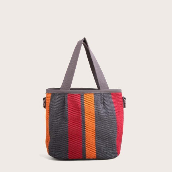 

Color Block Canvas Satchel Bag, Multicolor