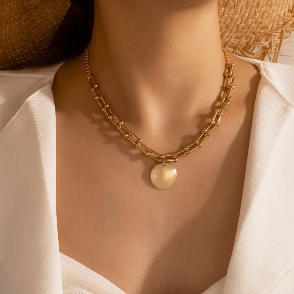 

Disc Charm Necklace, Gold