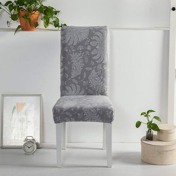 

Leaf Print Stretchy Chair Cover, Grey
