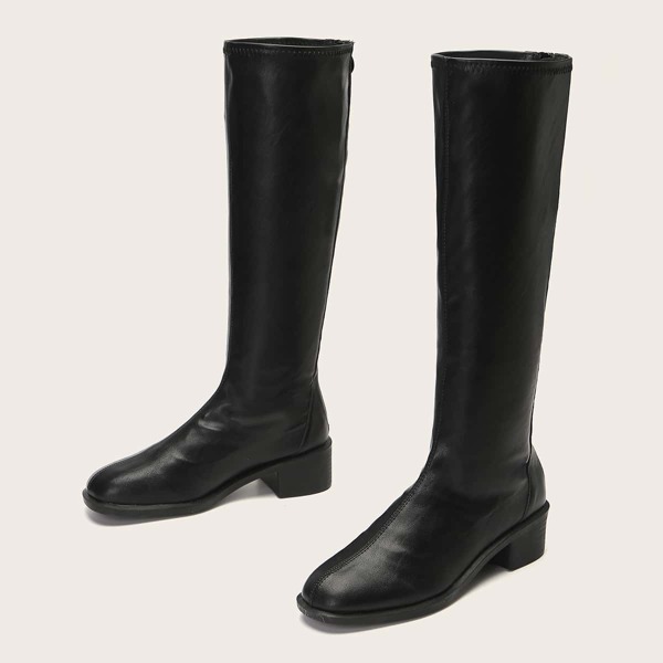 

Chunky Heeled Mid Calf Boots, Black