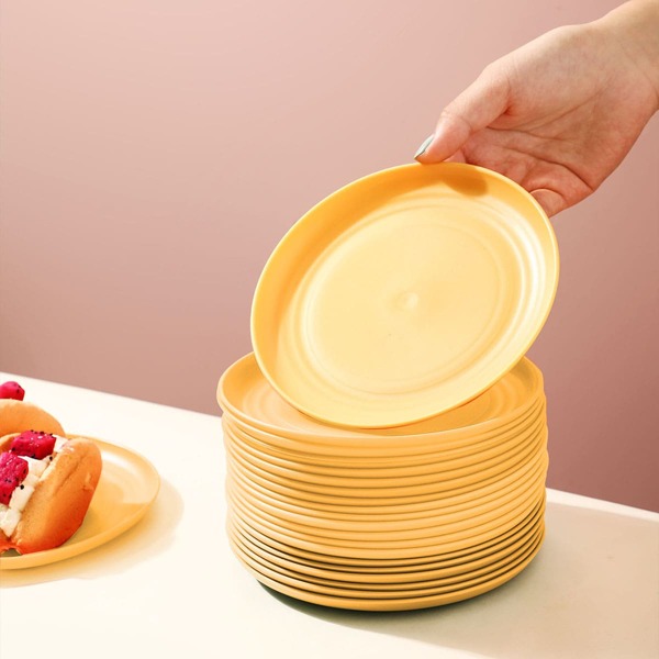 

1pc Plain Round Plate, Yellow