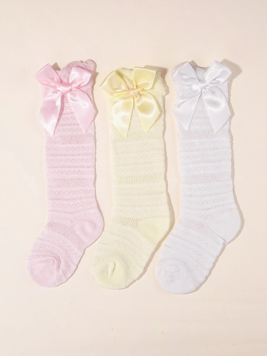 3 pares calcetines de bebé con lazo - Multicolor - Ver 1