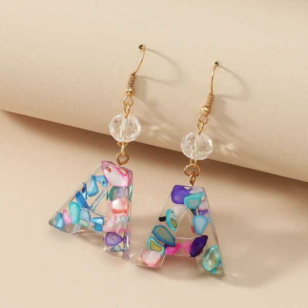 

Colorful Letter Drop Earrings, Multicolor