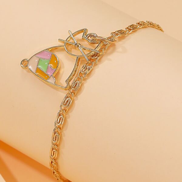 

Hollow Out Cat Charm Bracelet, Gold
