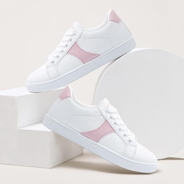 

Lace-up Front Two Tone Skate Shoes, White