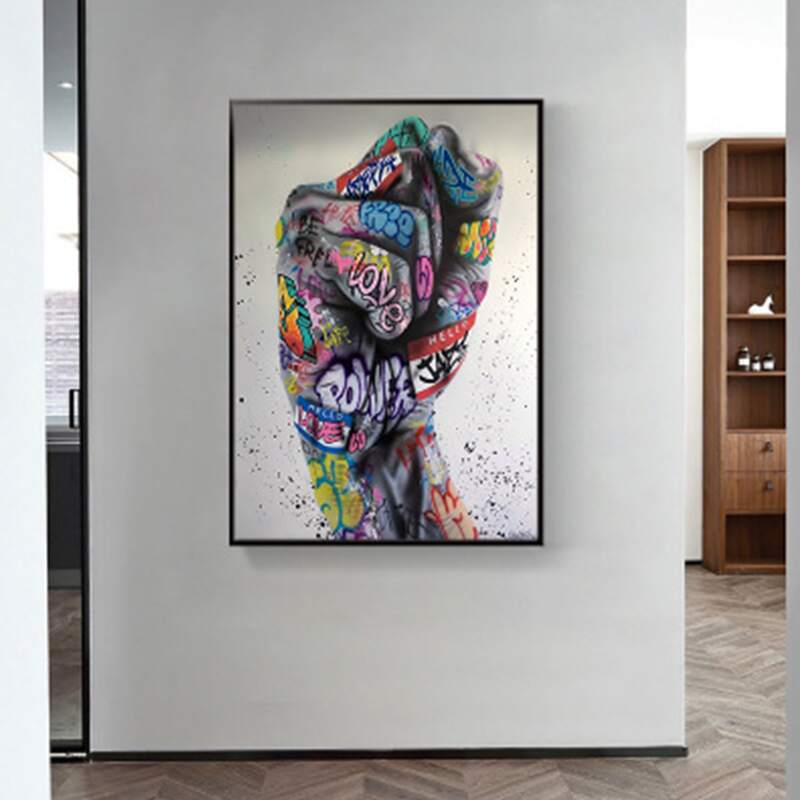 

1pc Hand Print Wall Painting Without Frame, Multicolor