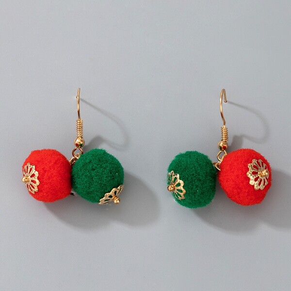 

Christmas Pom Pom Drop Earrings, Multicolor