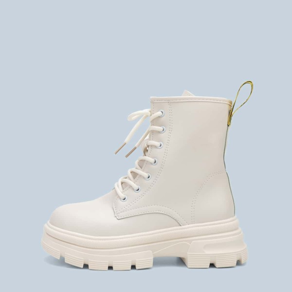

Lace-up Front Combat Boots, Beige