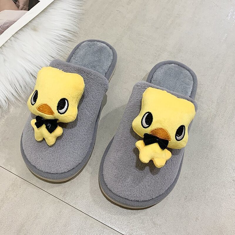 

Cartoon Duck Fluffy Slippers, Grey