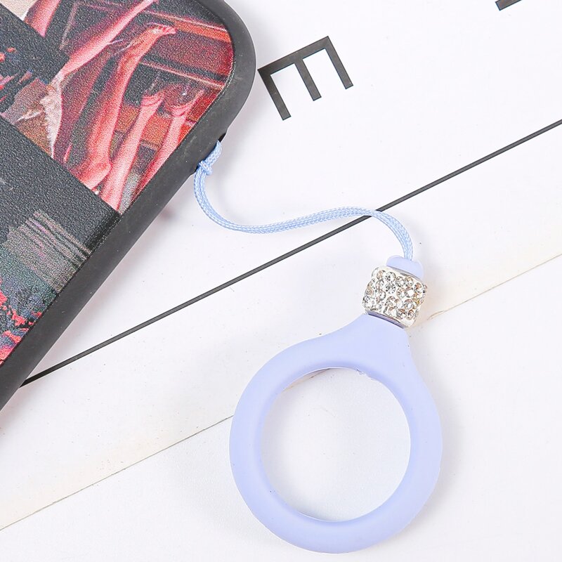 

Rhinestone Decor Silicone Lanyard, Purple